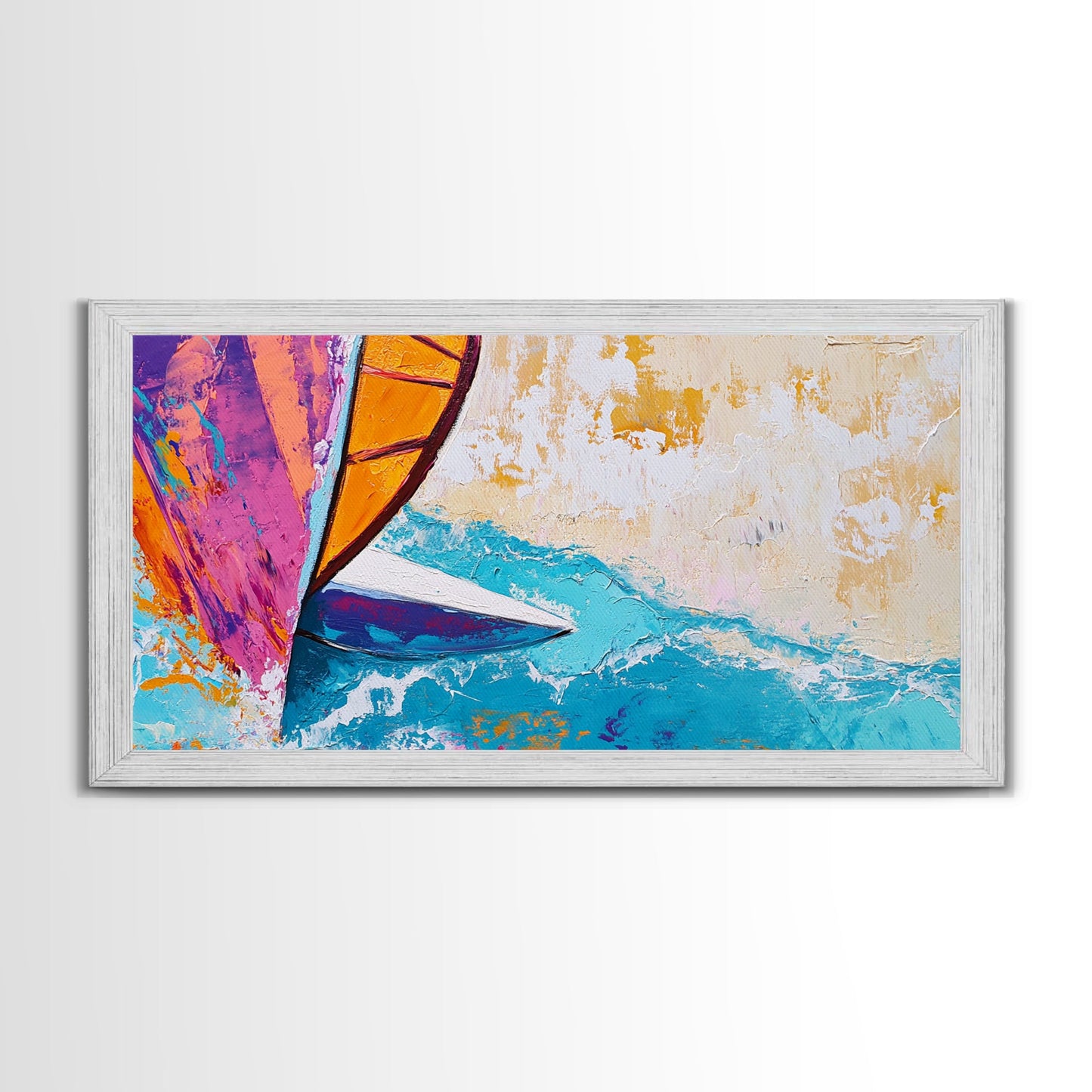 Sailboat Painting, Coastal Art, Nautical Decor, Canvas Print, Surf Wall Art, Ocean Art, Coastal Cowgirl Wall Art, Seascape Painting