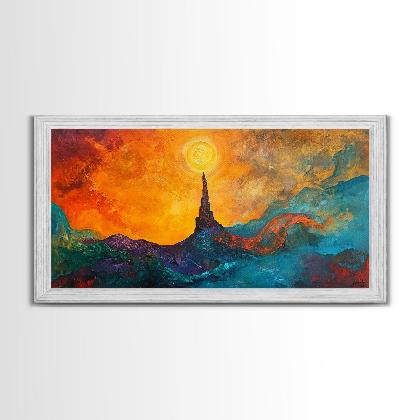 Ozymandias Art, Fantasy Landscape Art, Surreal Painting, Dark Romance Painting, Sunset Wall Art, Horizontal Art, Framed Canvas Print