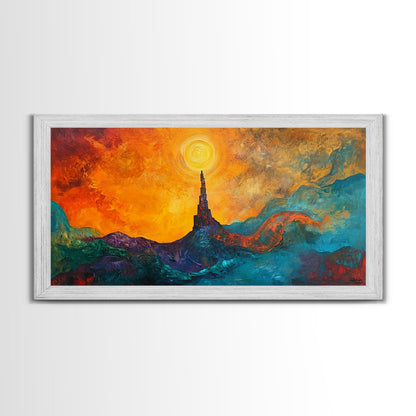 Ozymandias Art, Fantasy Landscape Art, Surreal Painting, Dark Romance Painting, Sunset Wall Art, Horizontal Art, Framed Canvas Print