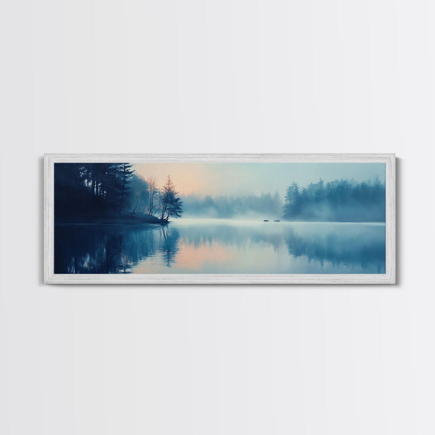 Misty Lake Reflections Canvas Print Tranquil Water Scene, Minimalist Nature Painting, Living Room Art, Serene Wall Decor, Gift Idea