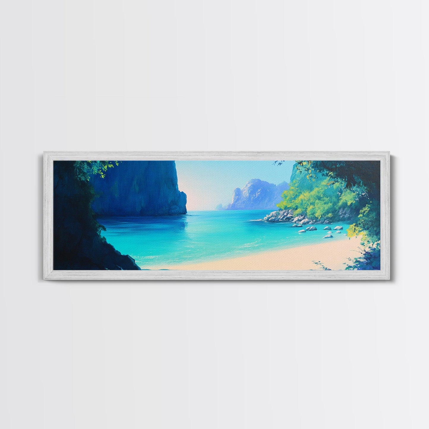 Hidden Beach Cove Canvas Print Tropical Landscape Wall Art Coastal Nature Decor Living Room Office Relaxing Ocean Gift