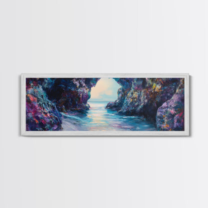 Enchanted Ocean Cave Canvas Print Mystical Coastal Wall Art Vibrant Seascape Home Decor Living Room Nature Lover Gift