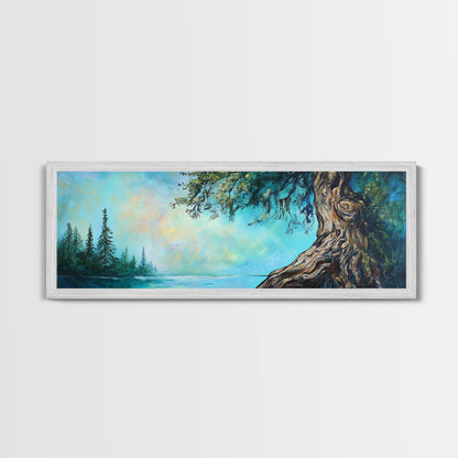 Ancient Tree Serenity Canvas Print Majestic Nature Painting Mystical Forest Art Peaceful Landscape Large Wall Art Living Room