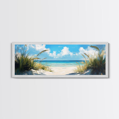 Tranquil Ocean Beach View Canvas Print, Coastal Wall Art, Blue Nautical Decor, Modern Seascape Painting, Beach House Decor