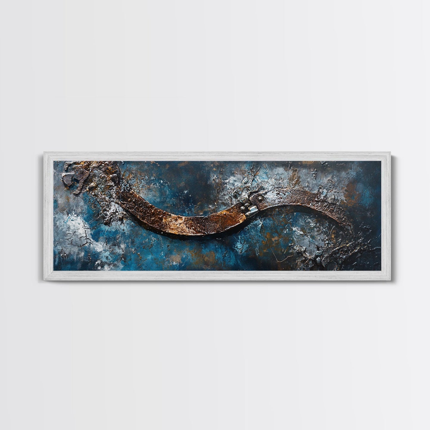 Industrial Wall Art, Dark Texture Painting, Masculine Decor, Framed Canvas Print, Office Artwork, Rustic Metal Art