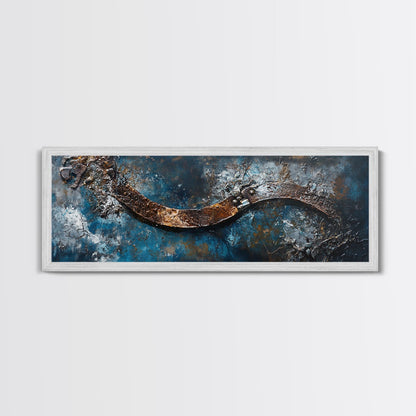 Industrial Wall Art, Dark Texture Painting, Masculine Decor, Framed Canvas Print, Office Artwork, Rustic Metal Art