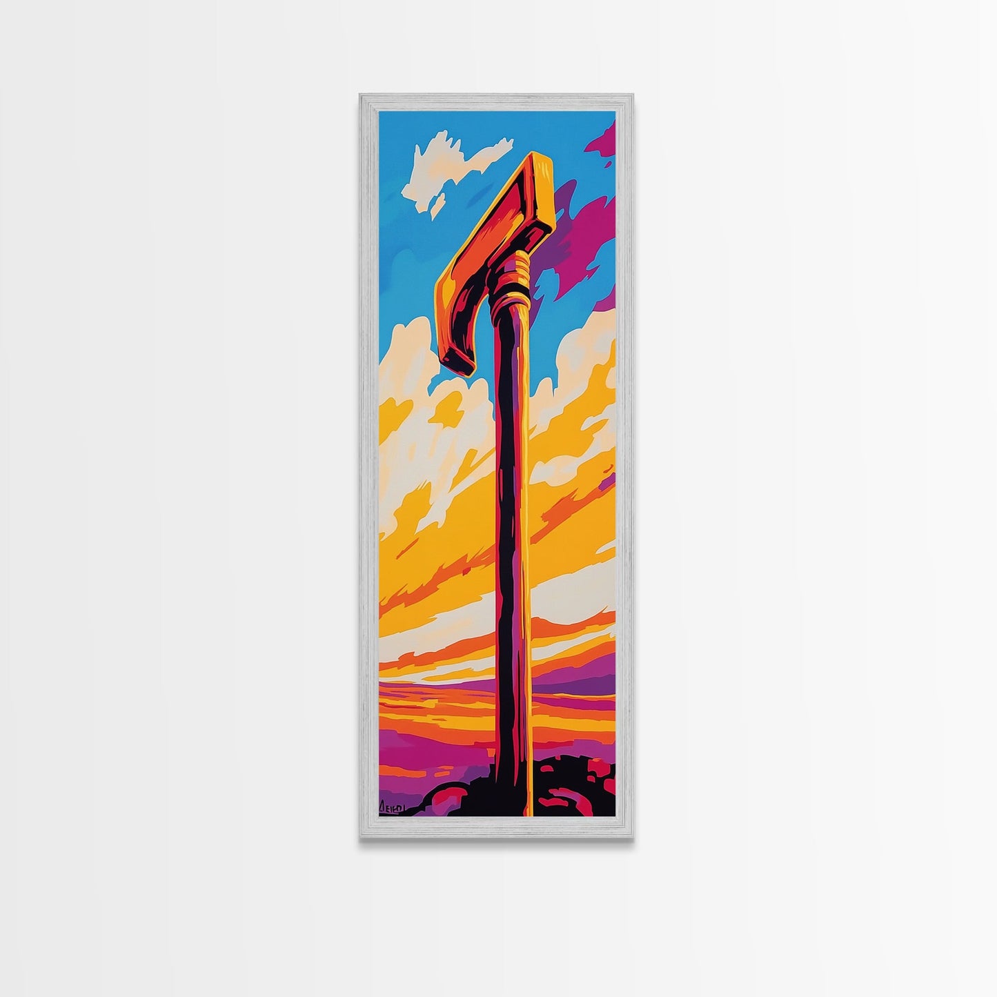 Sonnenuntergang mit dem Turmhammer, gerahmter Leinwanddruck, Fantasiekunstwerk, ausdrucksstarke abstrakte Dekoration, eindrucksvoller Wohnakzent, einzigartige Wandkunst, Geschenkidee