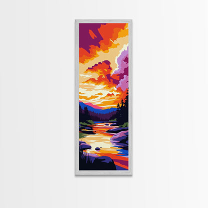 Canyon Sunset Scene, Vibrant Nature Wall Art, Desert Landscape Print, Warm Color Home Decor, Living Room Art, Framed Canvas Print