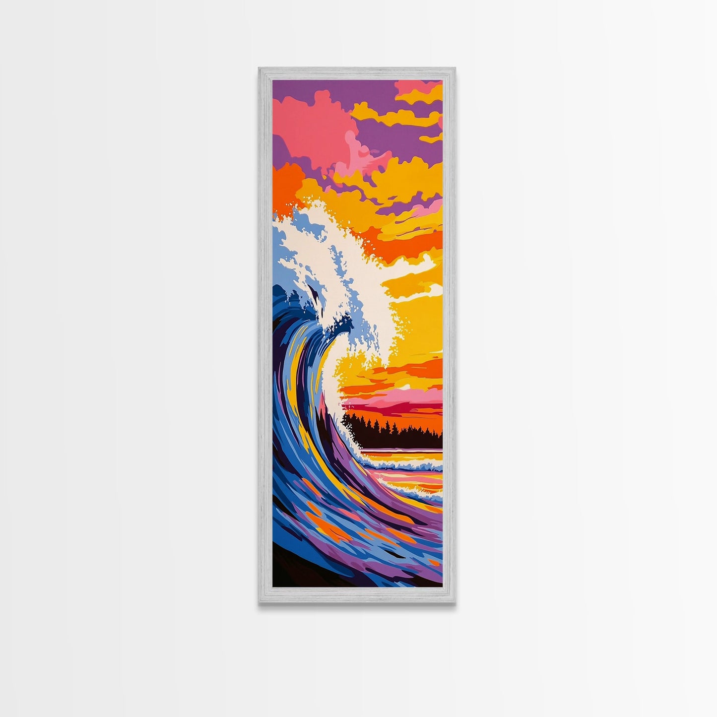 Surf Wave, Sunset Art, Colorful Ocean, Beach Wall Art, Seascape Painting, Vibrant Decor, Coastal Home, Modern Design, Canvas Print