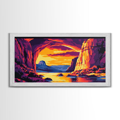 Canyon View, River Sunset, Majestic Landscape, Southwest Decor, Warm Tones, Nature Escape, Living Room or Office, Framed Canvas Print