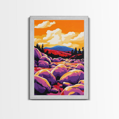 Sunset River, Nature Wall Art, Vibrant Landscape, Autumn Decor, Framed Canvas Print, Living Room Art, Bold Colors, Modern Art