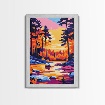 Autumn Forest, Golden Trees, Reflections On Water, Fall Landscape, Canvas Print, Cozy Home Decor, Warm Tones, Seasonal Wall Art