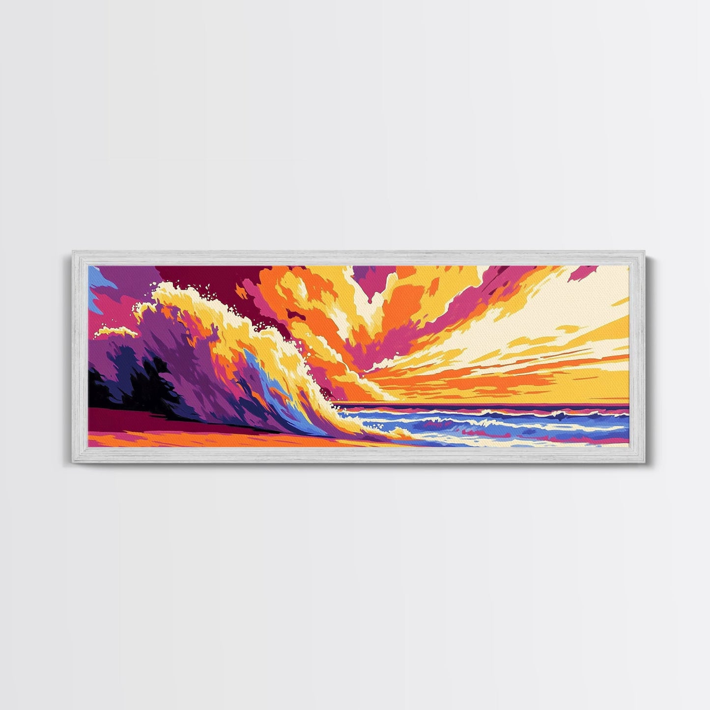 Ocean Wave, Beach Canvas Print, Vibrant Coastal Art, Tropical Wall Art, Framed Canvas Print, Surfing Decor, Colorful Seascape Painting