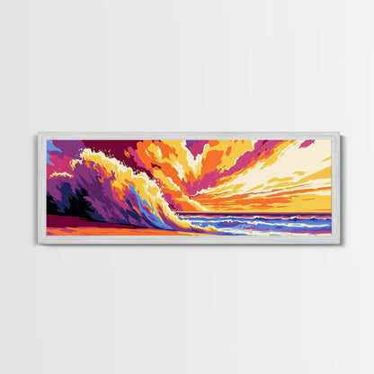 Ocean Wave, Beach Canvas Print, Vibrant Coastal Art, Tropical Wall Art, Framed Canvas Print, Surfing Decor, Colorful Seascape Painting