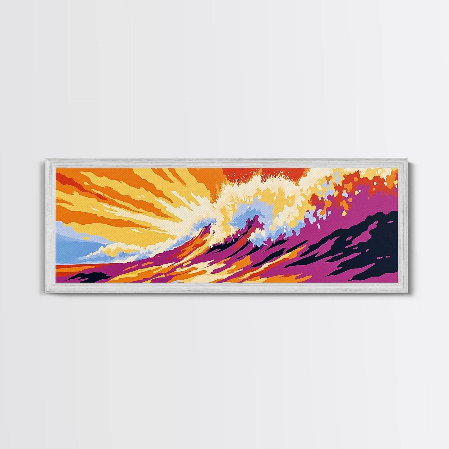 Ocean Wave, Sunset Surf, Coastal Energy, Canvas Print, Beach Wall Art, Bold Seascape, Vibrant Home Decor, Surfing Aesthetic