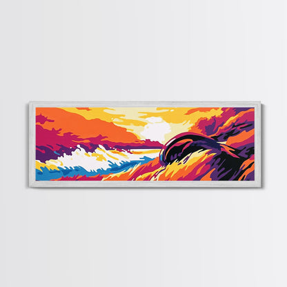 Lake Sunset, Dramatic Sky, Canvas Print, Nature Lover Wall Art, Vibrant Home Decor, Warm Color Palette, Boho Landscape Print