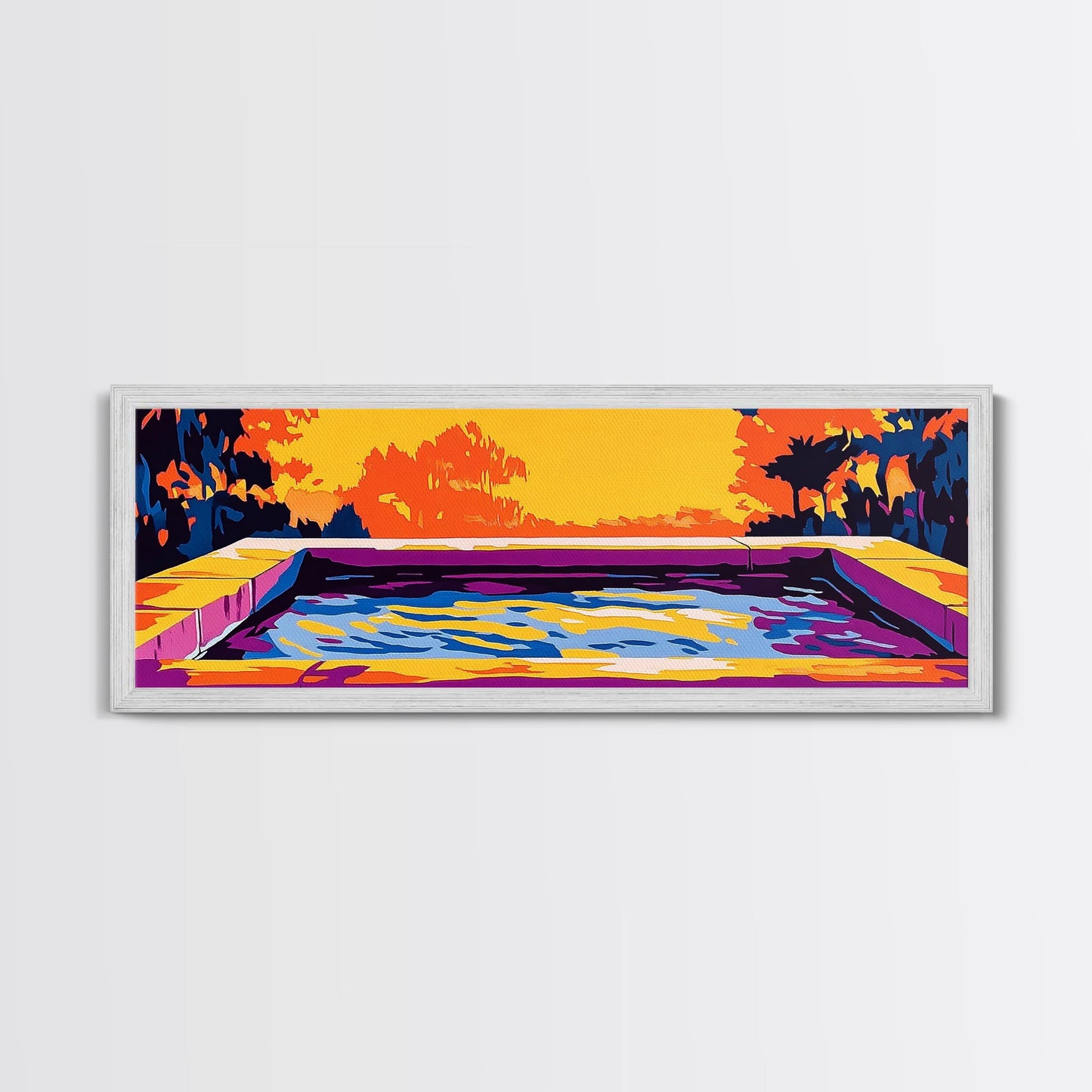 Modern Pool, Abstract Water, Canvas Print, Artistic Landscape, Sunset Glow, Vibrant Home Decor, Unique Wall Art, Office Decoration