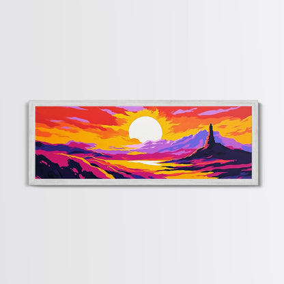 Desert Sunset Art, Western Landscape, Vibrant Canyon Painting, Bold Colorful Scenery, Rustic Wall Decor, Warm Southwest Vibes, Canvas Print