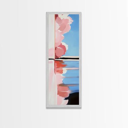 Pink Clouds, Water Reflection, Abstract Horizon, Framed Canvas Print, Modern Art, Living Room Decor, Minimalist Aesthetic, Pastel Print