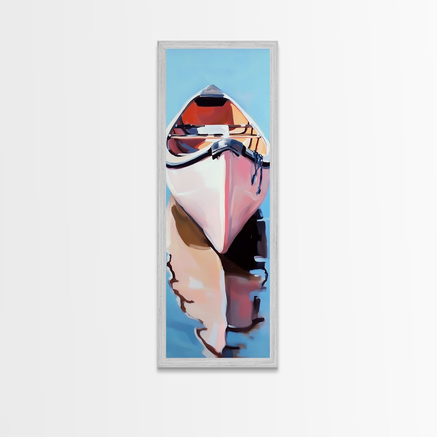 Rowboat Reflection, Lake House Art, Serene Waterscape Painting, Nautical Home Decor, Calm Blue Artwork, Canvas Print