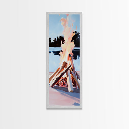 Campfire Glow, Rustic Art, Cozy Bonfire, Outdoor Adventure, Canvas Print, Fall Wall Art, Cabin Decor, Nature-Inspired, Warm Tones