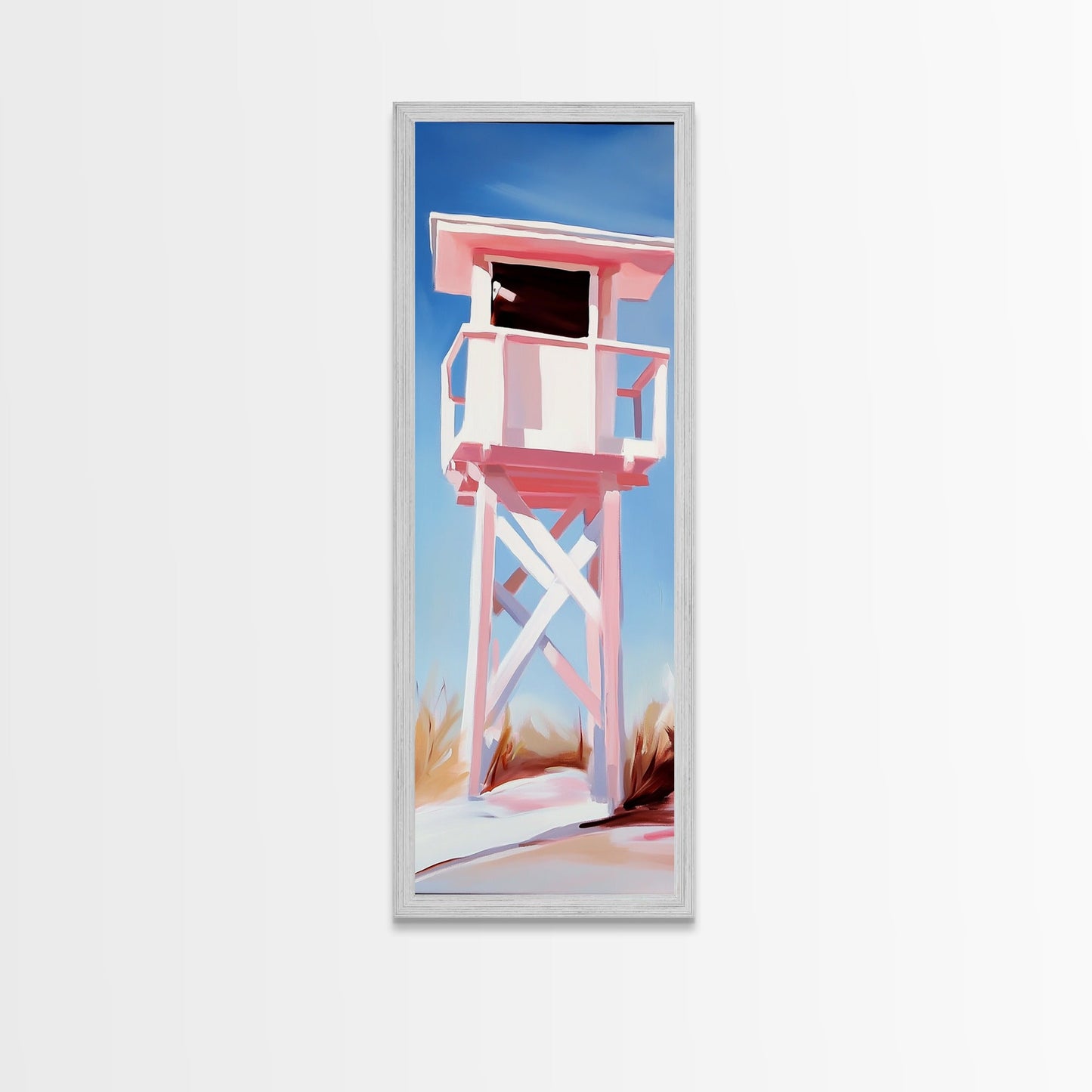 Lifeguard Tower, Beach House Art, Coastal Minimalism, Summer Seascape, Canvas Print, Nautical Theme, Modern Wall Art, Living Room Decor