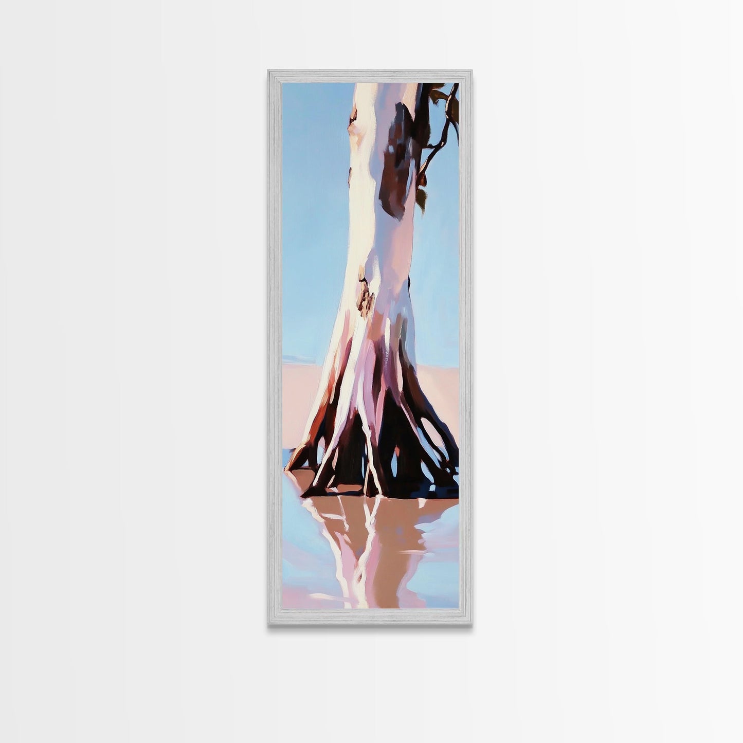 Tree trunk Coastal Home Decor, Blue Sky Painting, Seaside Aesthetic, Living Room Art, Canvas Print, Housewarming Gift