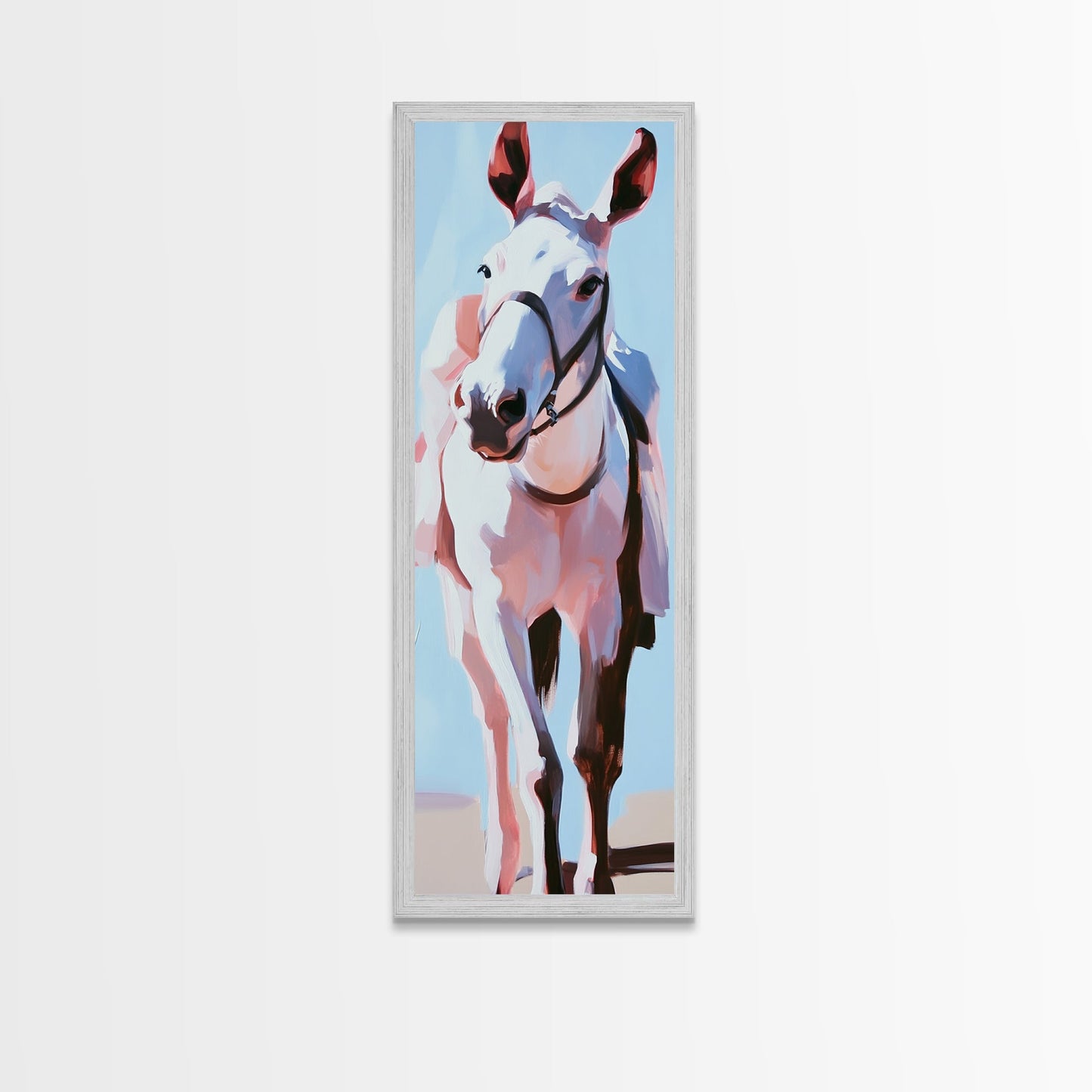 White Horse, Equestrian Art, Modern Farmhouse, Framed Canvas Print, Rustic Wall Art, Boho Western Style, Living Room Wall Art