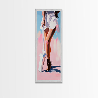 Beach Legs, Summer Vibes, Fashion Wall Art, Modern Minimalist Decor, Coastal Aesthetic, Chic Home Style, Framed Canvas Print