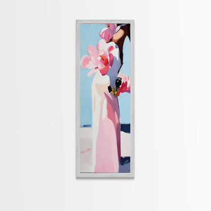 Floral Vase, Pink Magnolia, Modern Impressionist, Canvas Print, Botanical Wall Art, Elegant Decor, Bedroom Art, Feminine Aesthetic