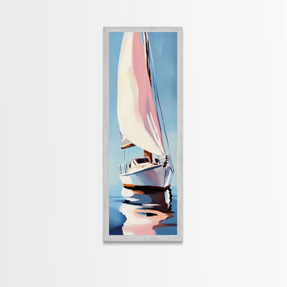 Sailboat Reflection, Nautical Painting, Coastal Wall Art, Canvas Print, Ocean Lover Gift, Modern Seascape, Beach House Decor