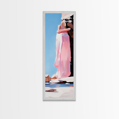 Embracing Couple, Romantic Wall Art, Beach Sunset, Minimalist Love Art, Framed Canvas Print, Dreamy Home Decor, Modern Aesthetic