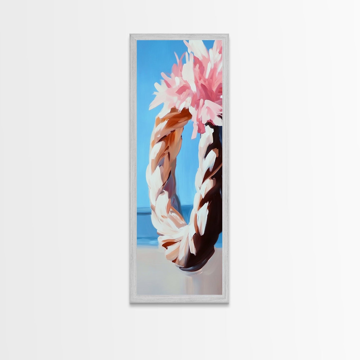 Blumenkranz, Boho-Chic-Kunst, zarte Pastellblumen, feminine Wanddekoration, frühlingshaftes Gemälde, gerahmter Leinwanddruck fürs Schlafzimmer