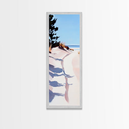 Meerespromenade, Dünen und Schatten, Küstenidylle, sanftes Licht, gerahmter Leinwanddruck, Wandbild fürs Wohnzimmer, Strandhausdeko