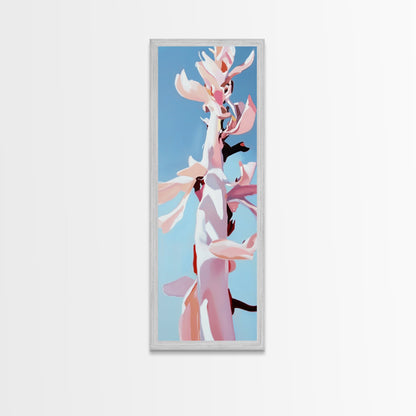 Pink Bloom, Floral Wall Art, Botanical Print, Framed Canvas Print, Modern Aesthetic, Minimalist Decor, Bedroom Art, Boho Artwork