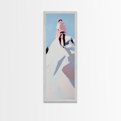 Mountain Climber, Winter Summit, Adventure Art, Framed Canvas Print, Minimalist Decor, Modern Office Art, Inspiring Wall Art, Gift Idea