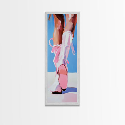 Pink Cowboy Boots, Western Aesthetic, Fashion Art, Canvas Print, Cowgirl Wall Art, Feminine Decor, Boho Style, Chic Bedroom Artwork