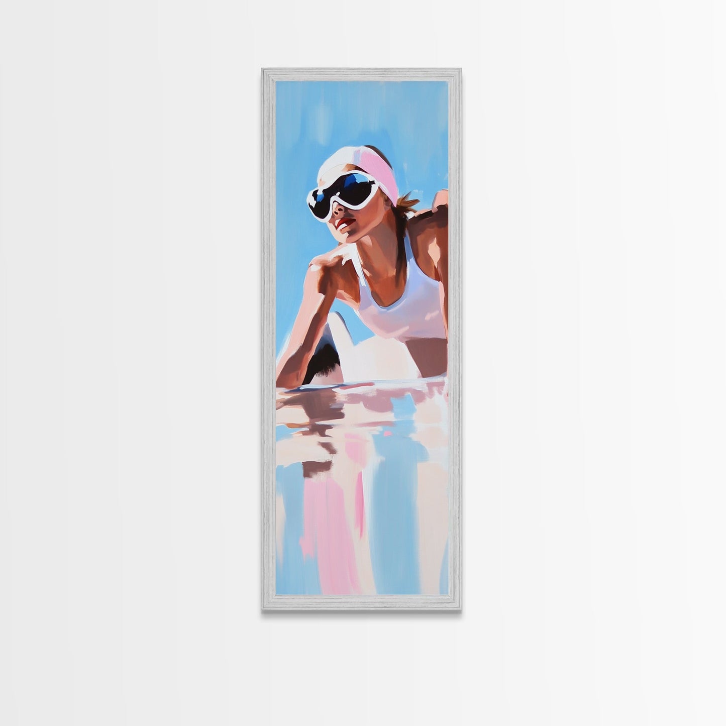 Ski Girl, Winter Adventure, Sporty Aesthetic, Snowy Mountain Art, Outdoor Enthusiast Gift, Framed Canvas Print, Modern Wall Decor