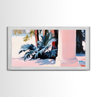 Palm Tree Painting, Coastal Tropical Art, Minimalist Summer Aesthetic, Soft Pastel Beach Decor, Boho Home Wall Art, Canvas Print