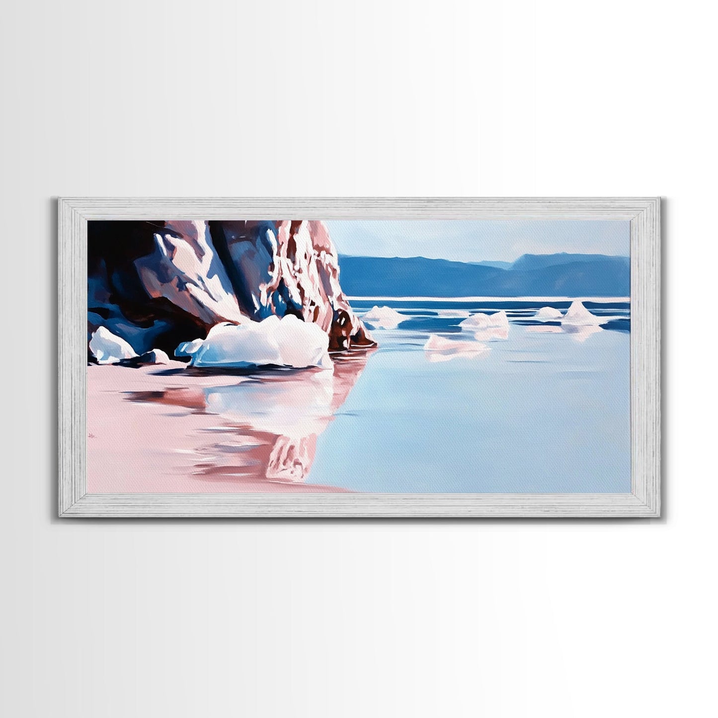 Reflections, Winter Seascape, Arctic Art, Canvas Print, Coastal Wall Decor, Living Room Art, Minimalist Landscape, Nature Painting