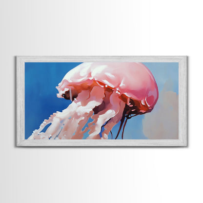 Quallen, Meereskunst, Meereslebewesen, Leinwanddruck, Küstenwanddeko, Strandhauskunst, Nautische Malerei, Minimalistische Unterwasserkunst