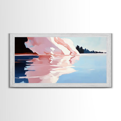 Eisbergspiegelung, Arktische Landschaft, Kühle Farbtöne, Meeresszene, Gerahmter Leinwanddruck, Moderne Wandkunst, Bürodekoration, Küstenmalerei