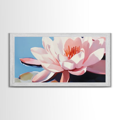 Seerosenblüte, florales Wandbild, Zen-Botanischer Druck, minimalistische Naturdekoration, moderne, ruhige Kunst, Leinwanddruck fürs Badezimmer