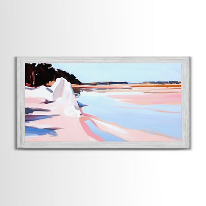 Klippen, Wasser, Spiegelung, Leinwanddruck, Küstenkunst, zeitgenössisches Seestück, Küstenansicht, Pastelllandschaft, Meeresdekor