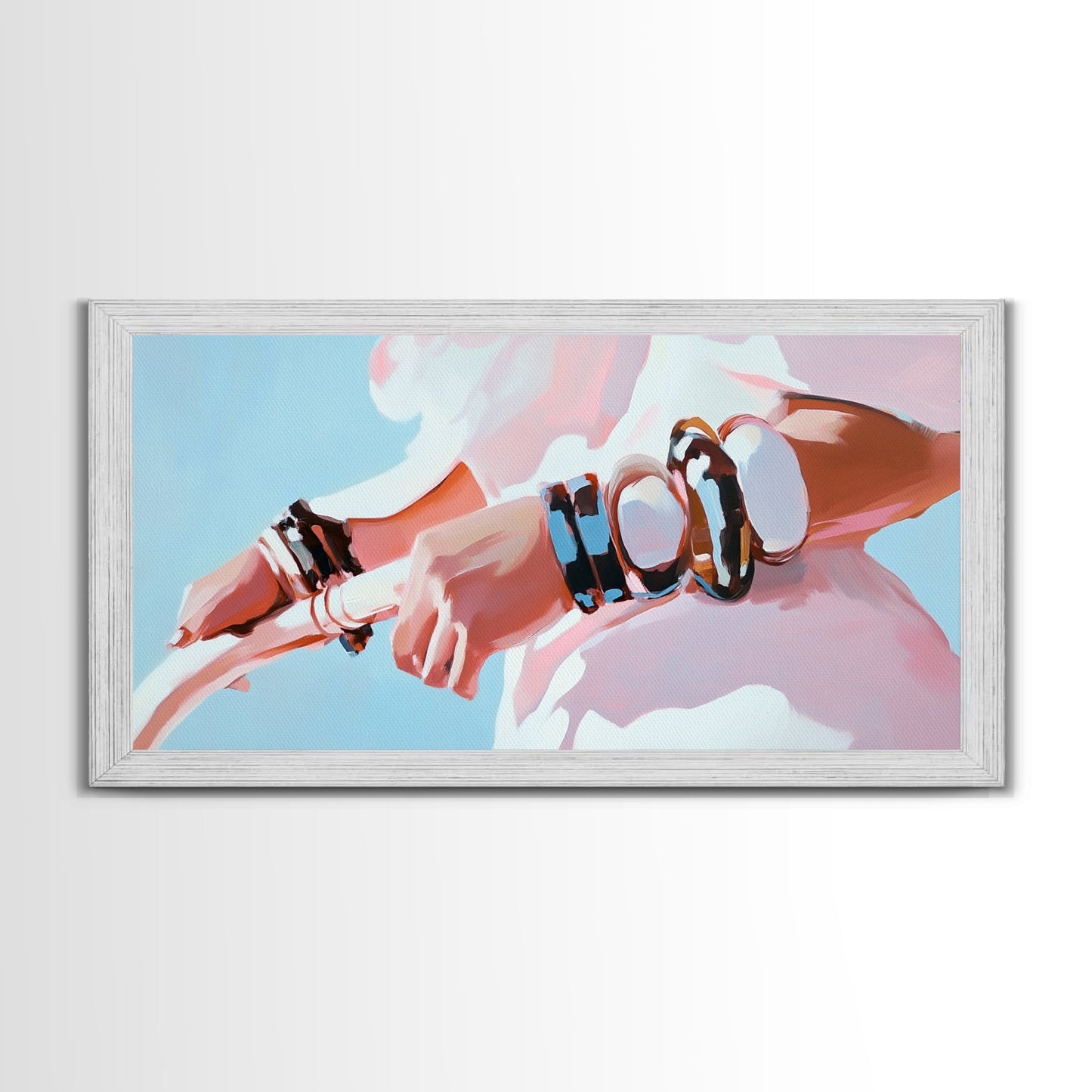 Moderne Mode, auffälliger Schmuck, schicke Kunst, gerahmter Leinwanddruck, zeitgenössische Wandkunst, feminine Dekoration, minimalistische Ästhetik, Schlafzimmerkunst