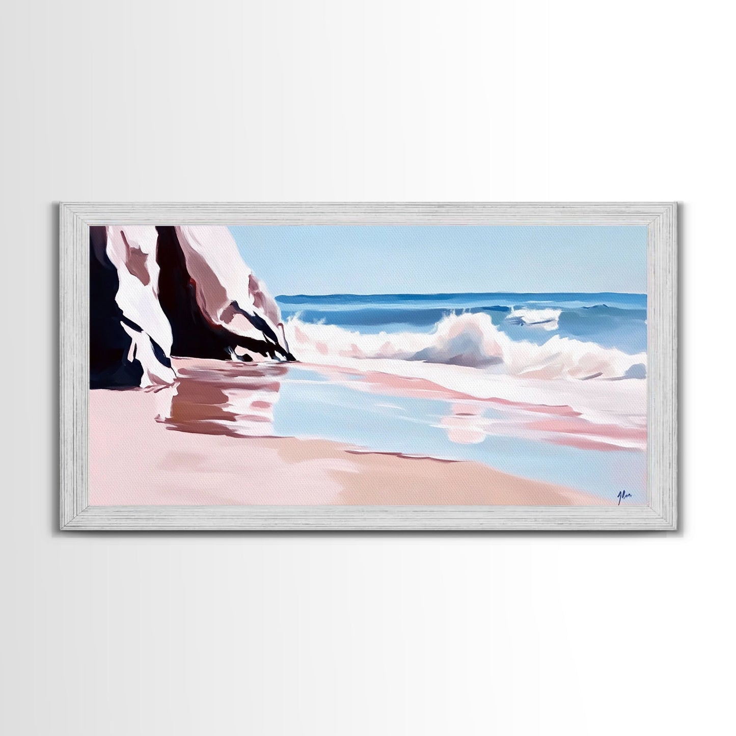 Ocean Waves, Seascape Painting, Beach Aesthetic, Coastal Home Art, Relaxing Seashore, Minimalist Art, Canvas Print, Bathroom Decor