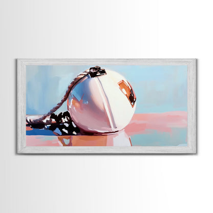 Nautische Boje, Küstenkunst, Minimalistischer Küstenstil, Meeresspiegelungen, Nautische Ästhetik, Dekoration mit Meeresmotiven, Leinwanddruck, Badezimmer