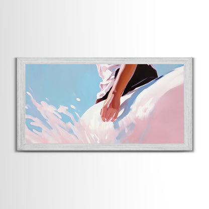 Meeresbrise, surrealer Farbtupfer, Küstenästhetik, moderne Strandkunst, nautische Dekoration, Wandkunst fürs Schlafzimmer, verträumte Pastellkunst, Leinwanddruck