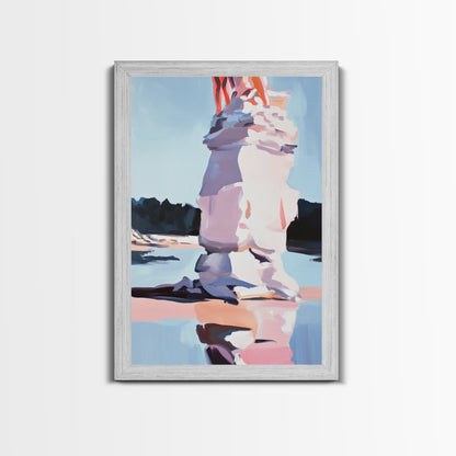 Pink Ice, Abstract, Winter Wall Art, Modern Home Decor, Pastel Landscape, Nature Inspired, Contemporary Art, Framed Canvas Print