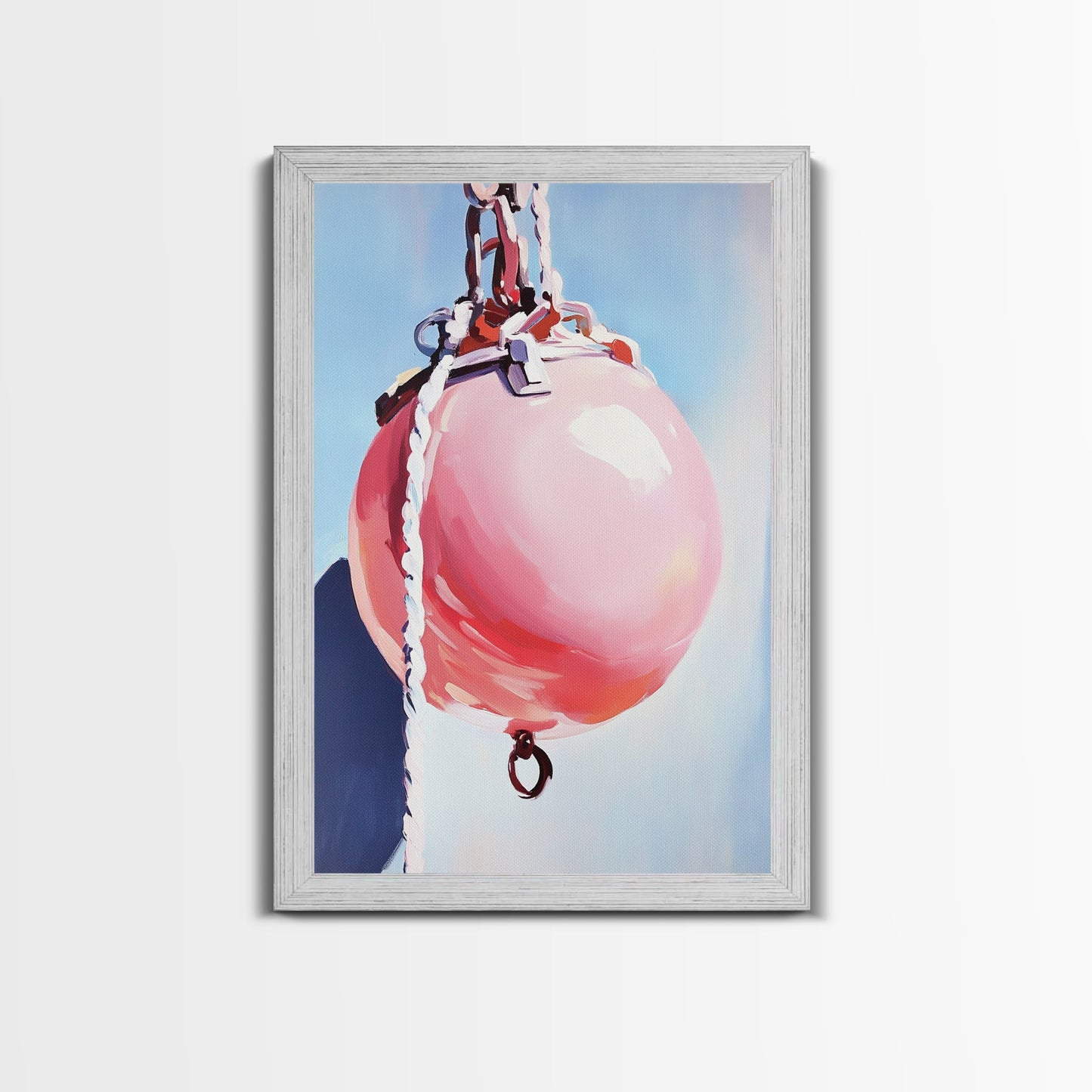 Coastal Buoy, Nautical Wall Art, Beach House Decor, Minimalist Art, Pastel Aesthetic, Ocean Theme, Framed Canvas Print, Modern Art